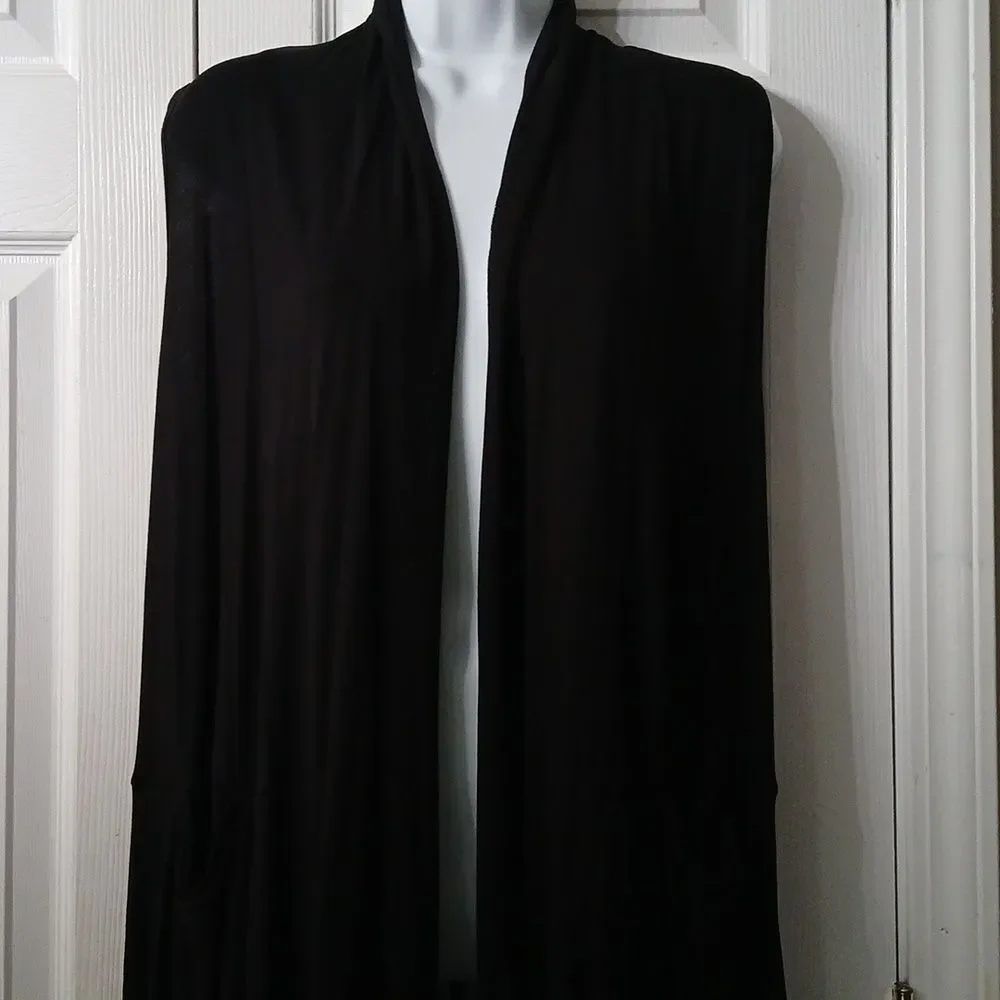 Agnes & Dora Cascade Vest Cardi Black Pockets Soft cardigan duster  Sz S NWOT